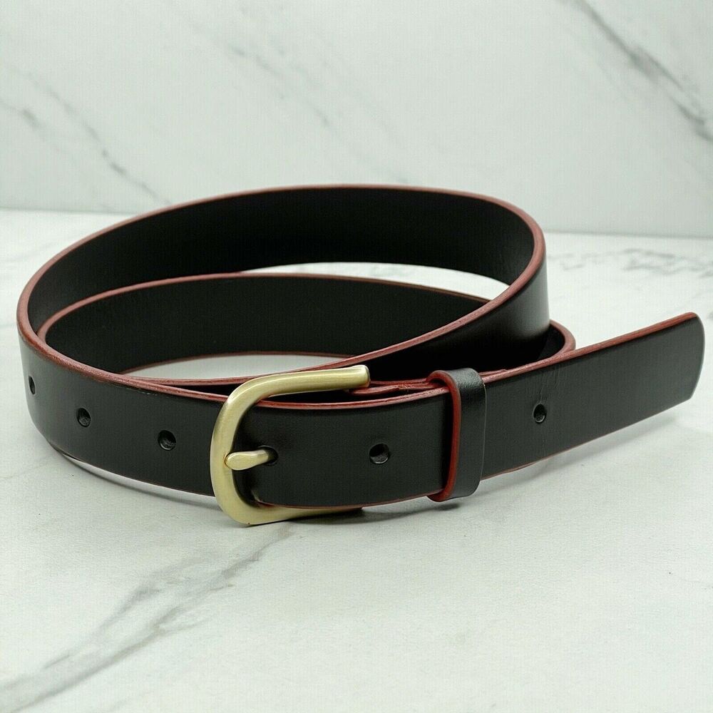 Copied - Delta Airlines Black Leather Belt with Red Trim Size Small S
